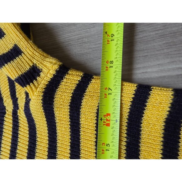 Talbots Yellow & Black Striped Knit Sweater With Shoulder Buttons Size L - Picture 8 of 9